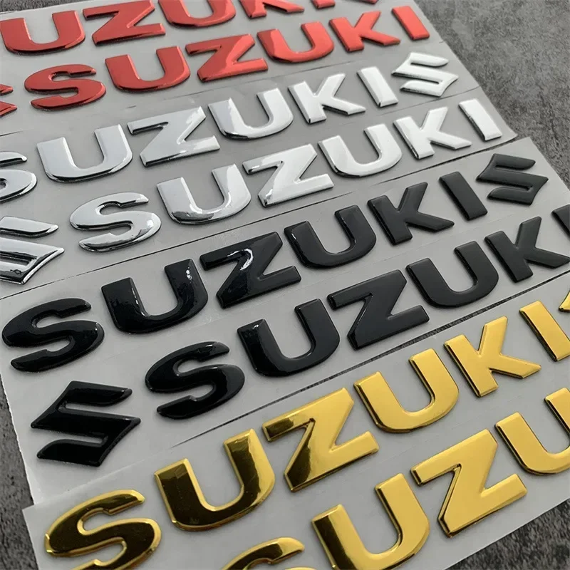 2 pezzi nuovo adesivo moto 3D PVC per Suzuki Sticker 3D Tank Decal Logo Gold Emblem Waterproof Decor