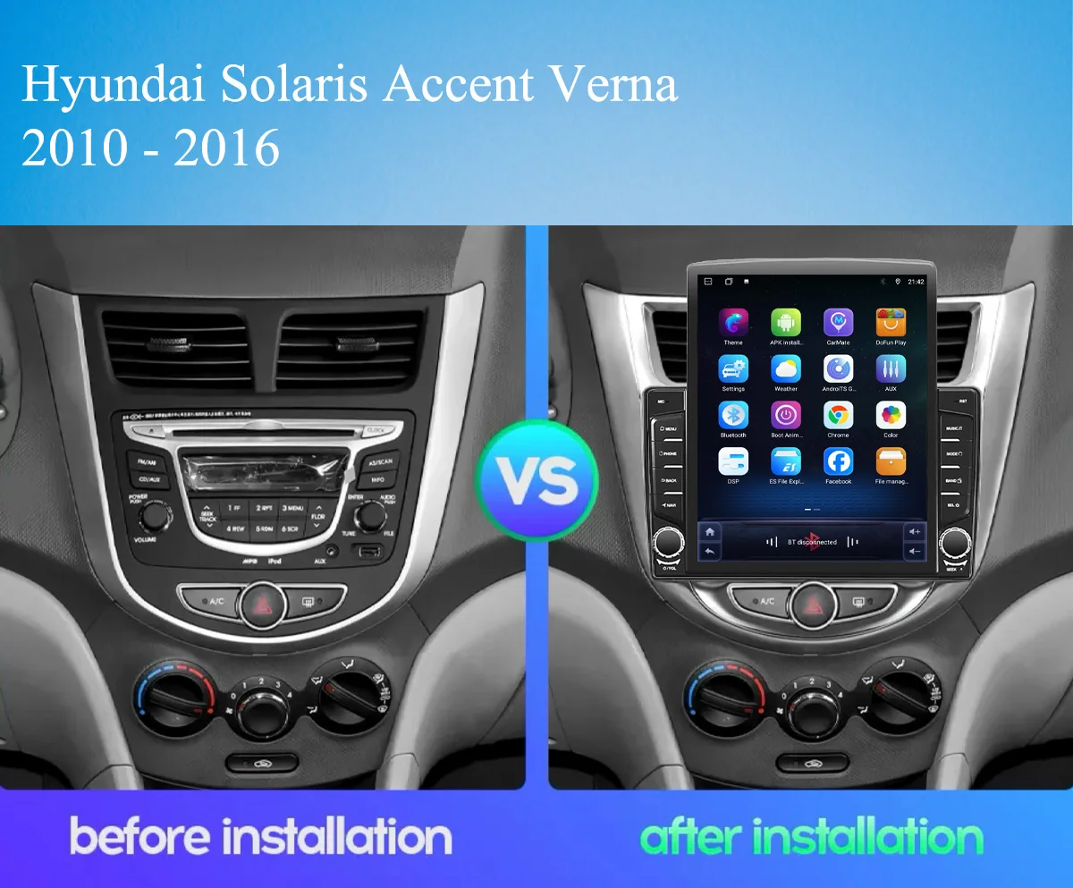 For Hyundai Solaris Verna Accent 2010 - 2016 Auto Radio Stereo Audio Video Tablet Gps Navigation Tape Recorder Carplay Auto DAB+