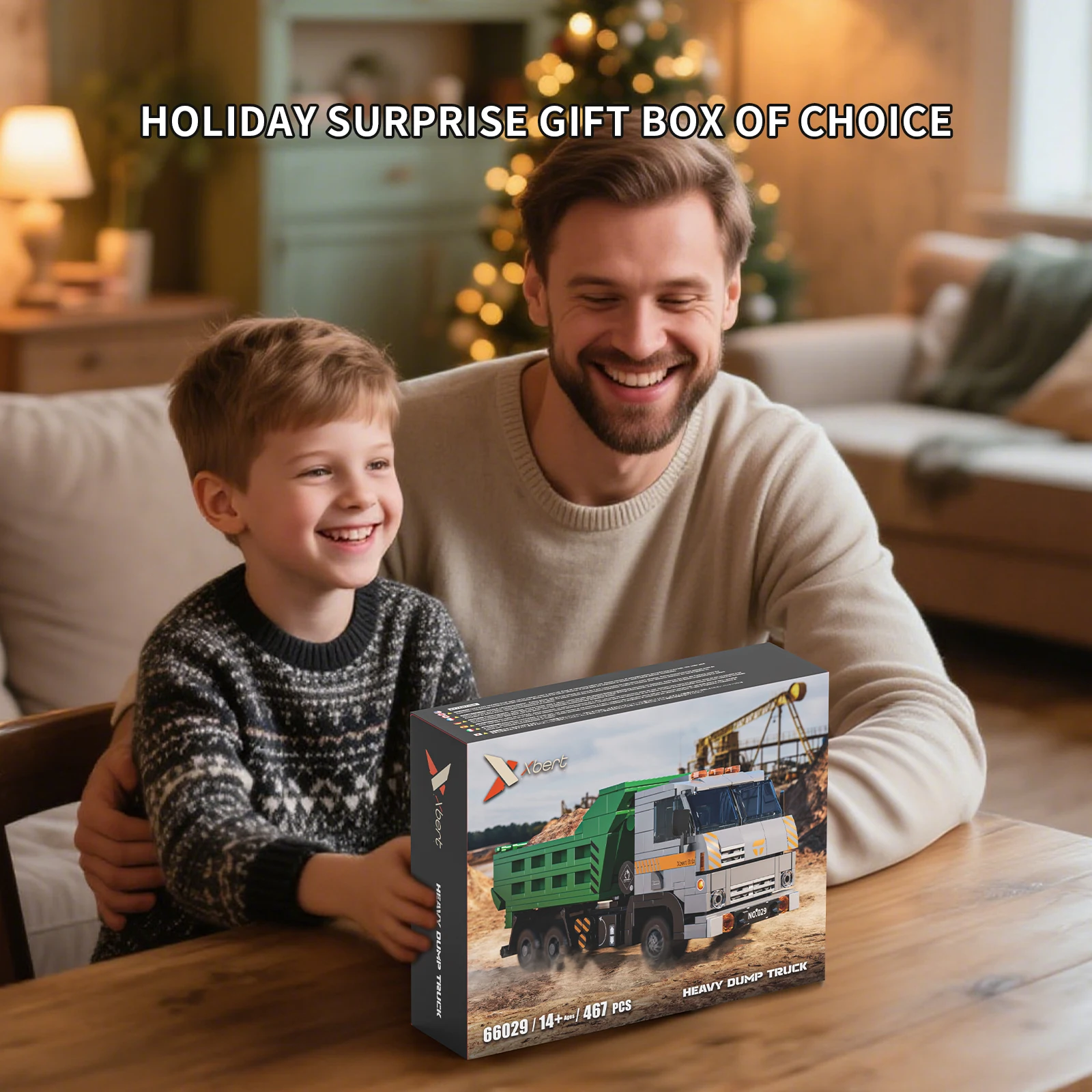 467PCS Cargo Truck Building Blocks Mud Sand Transport Truck Model Bricks Desktop Decoration Diy Toys For Kids Holiday Gifts