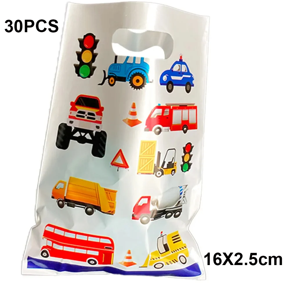 30pcs Cute Traffic Car Vehicle Theme Party Gift Bags Construction Birthday Goodies Treat School Train Bus Firetruck Printed