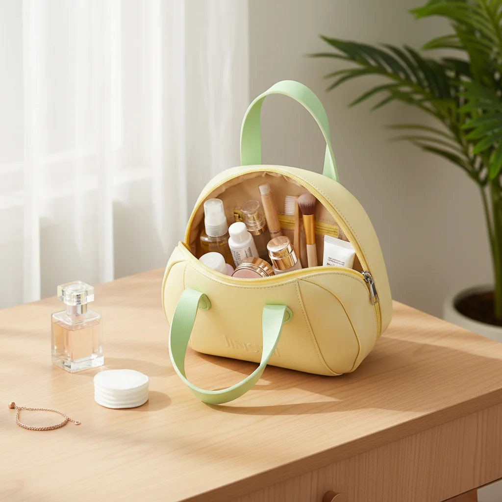 1pc Shell Shaped Makeup Bag Elegant Cosmetic Organizer PU Leather Toiletry Case for Women Durable Portable