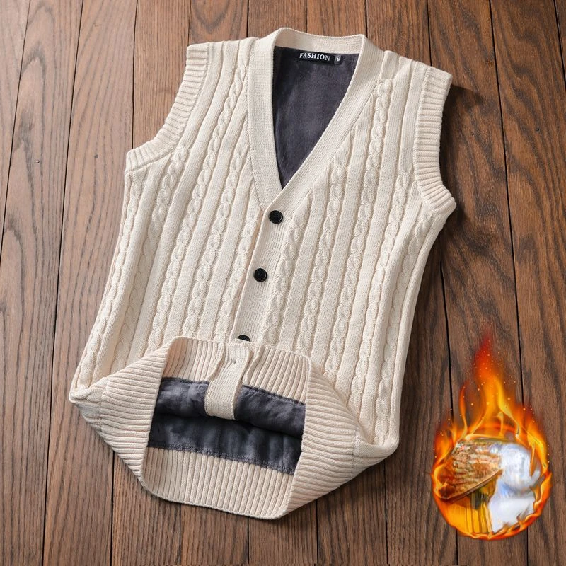 

Super Anti-pilling Top Grade New Autumn V Neck Fashion Brand Knit Cardigan Casual Thick Solid Color Sweater Vest Sleeveless C58