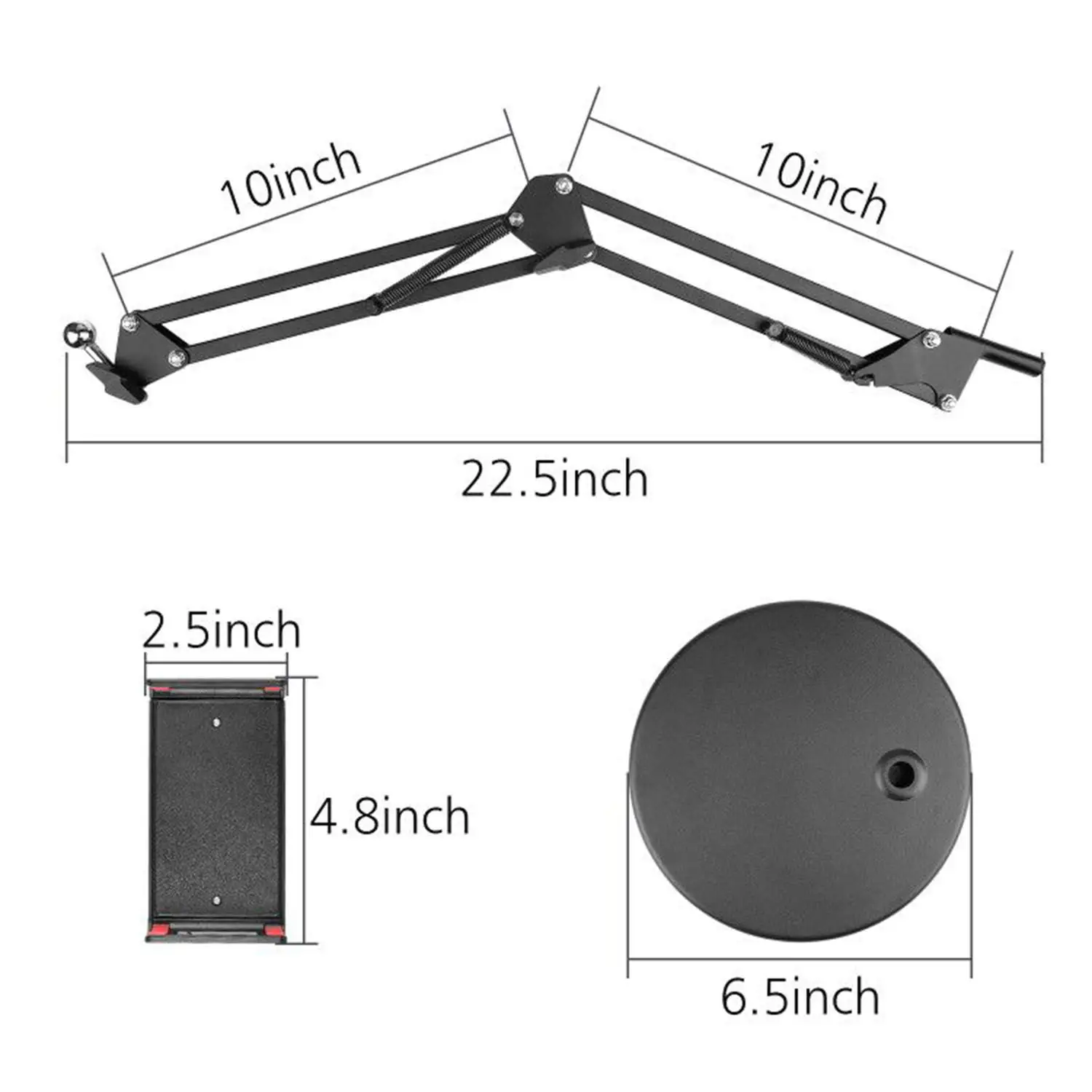 Phone Mount Stand ChromLives Phone Video Stand Articulating Arm Phone Mount Table Top with Base Adjustable 360° Cell Phone Table