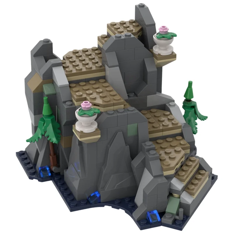 Vintage Fantasy Castle Stairs MOC Building Blocks Magic Wizard Tower Model Classic DIY Brick Set Desktop Scene Display