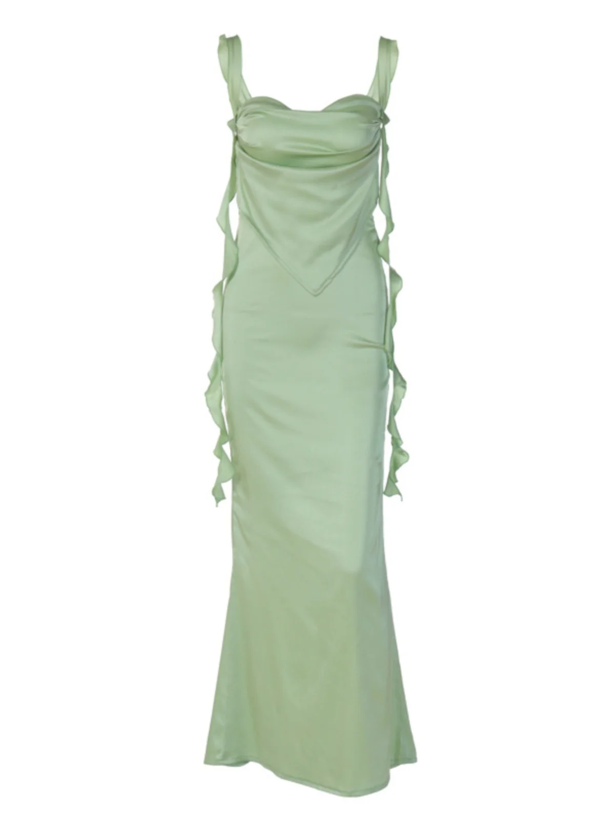 Plissado bainha strapl bal longo dr feminino renda guarnição sino sve cintura alta saia evasê peça única coleção de inverno