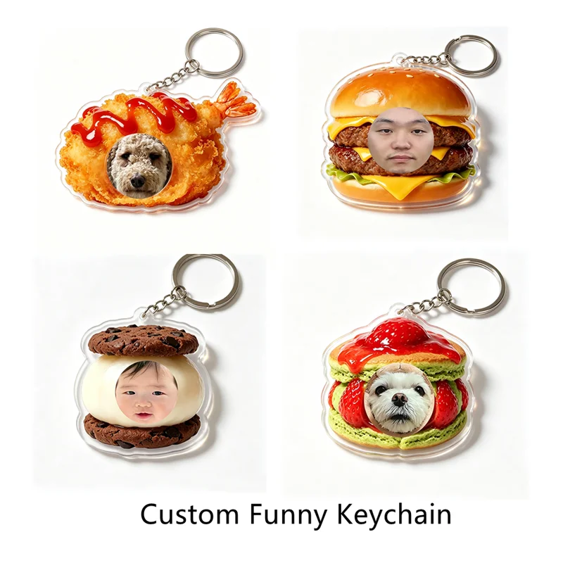 Customized In Bulk Personalized Keychain Charm Custom Made Clear Acrylic Anime Figure Photo Keyring Backpack Accessories