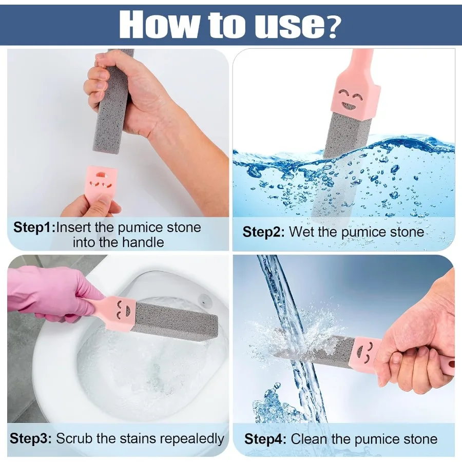 8 упаковок пемзажных чистящих палочек с 2 универсальными ручками. Очиститель серого пемза для чистки туалетов, ванных комнат, кухни.