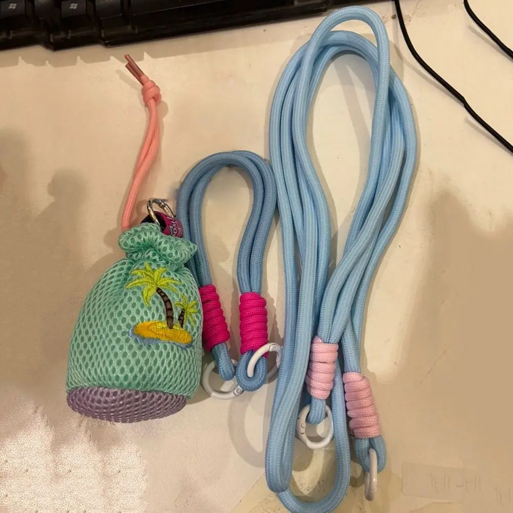 

Sweet Mesh Pouch Crossbody Headphone Bag Dopamine with Lanyard Lanyard Lipstick Bag Mini Multifunctional Small Coin Purse Girls