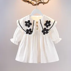 1 2 3 4Years Baby Girl Dress 2024 Spring and Autumn Foreign Children's Dress Fairy Student Bubble Sleeve Birthday Princess Dress