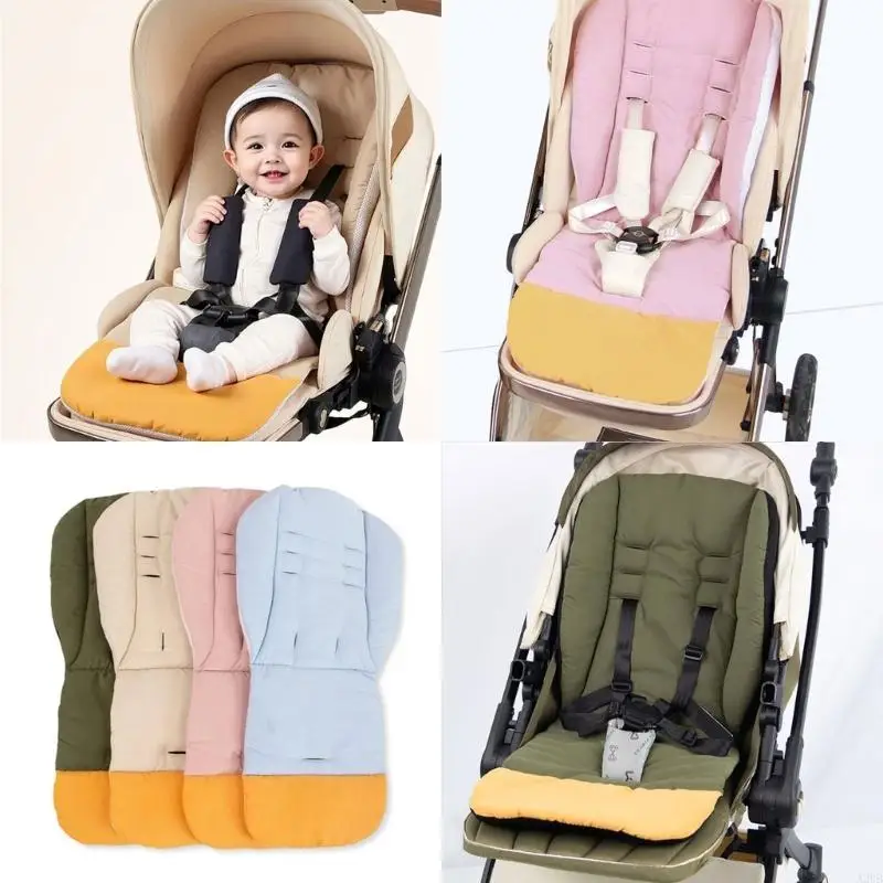 بساط عربات الأطفال للفصول الأربعة، تصميم مضاد للانزلاق، مريح من القطن والبوليستر، سهل التركيب لمقعد عربة الأطفال A2UB