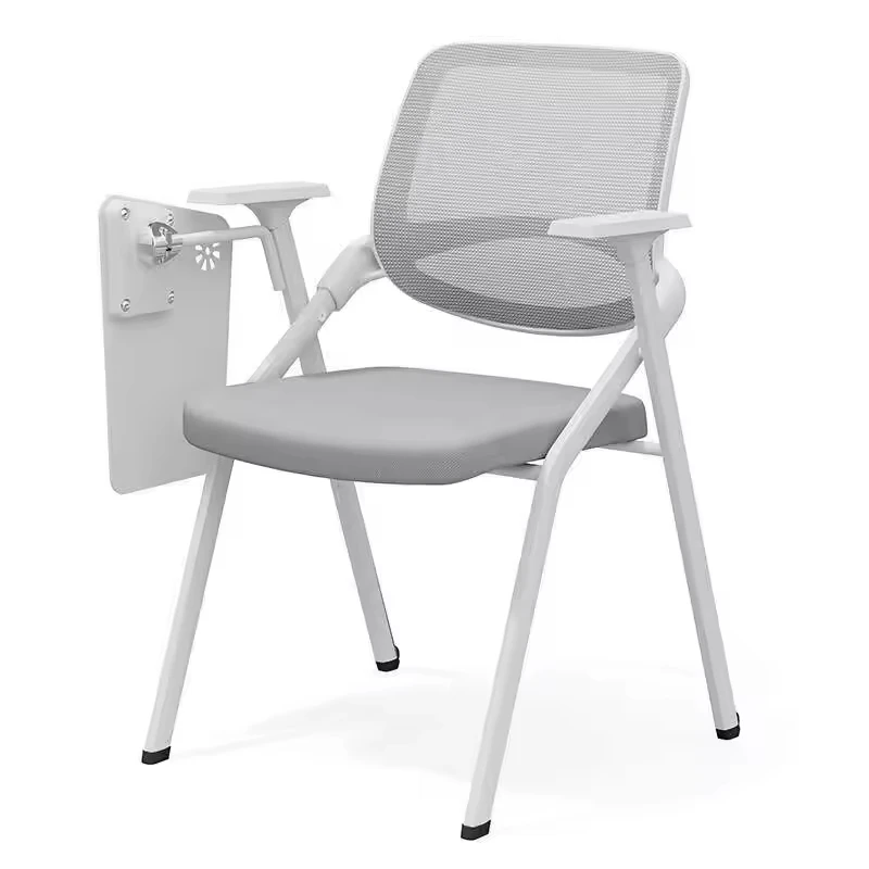 Modern Folding Metal Conference Chair With Writing Board And Armrests For Training School Hotel Use