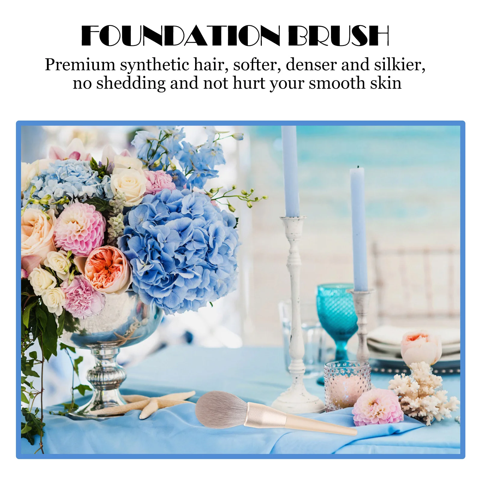 

Loose Powder Brush For Foundation Blush Makeup Soft Synthetic Bristles Blend Setting Cosmetics Tool