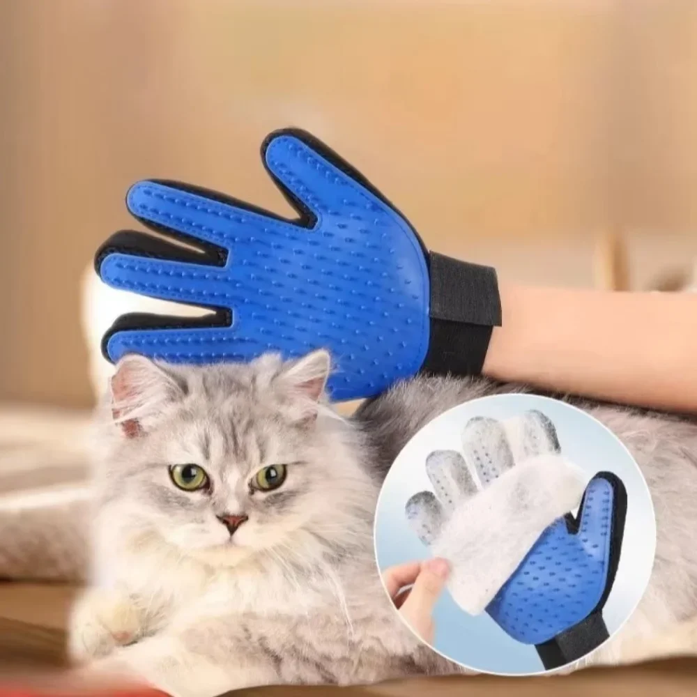Pet Cat Dog Grooming Gloves Cats Bath Hair Remover Clean Massage Brush Reusable Five Finger Bath Hair Comb for Long & Short Fur - view 4