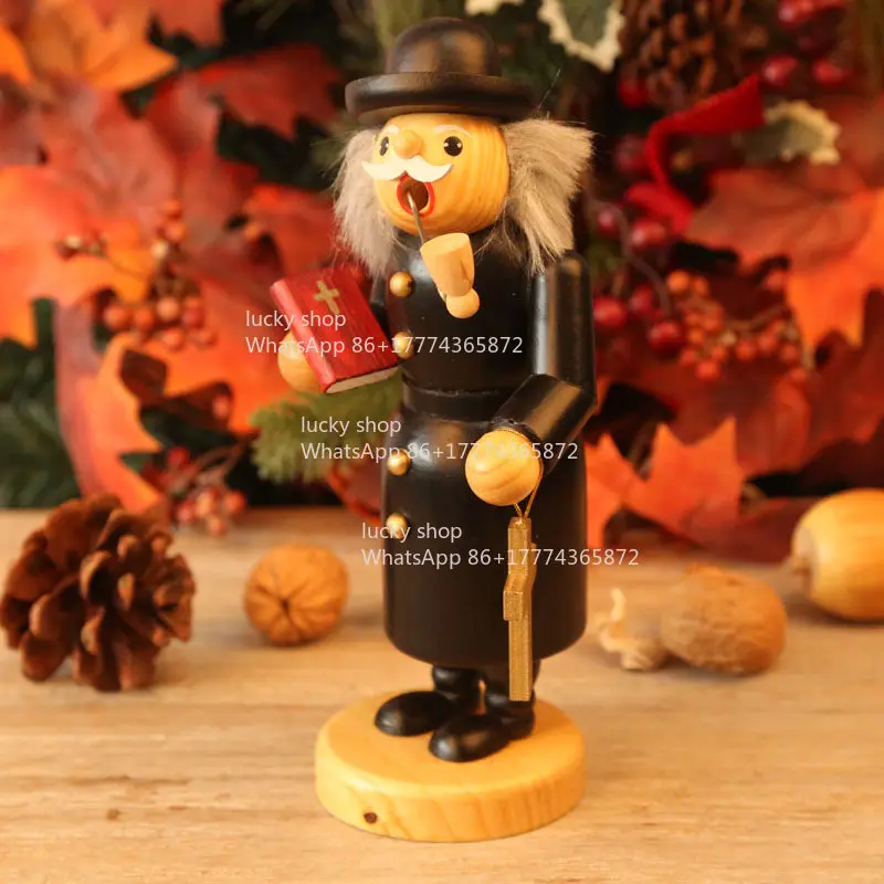 

Wooden Smoking Old Man Incense Burner Puppet Ornament 22cm