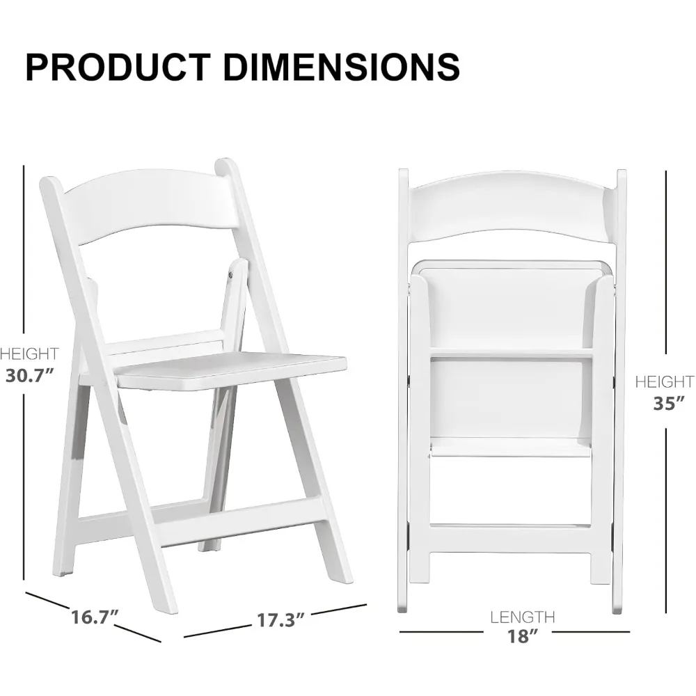 Padded Seat White Folding Chairs, Lightweight and Comfortable for Weddings, 12 Pack Resin Chairs with Easy Folding Feature