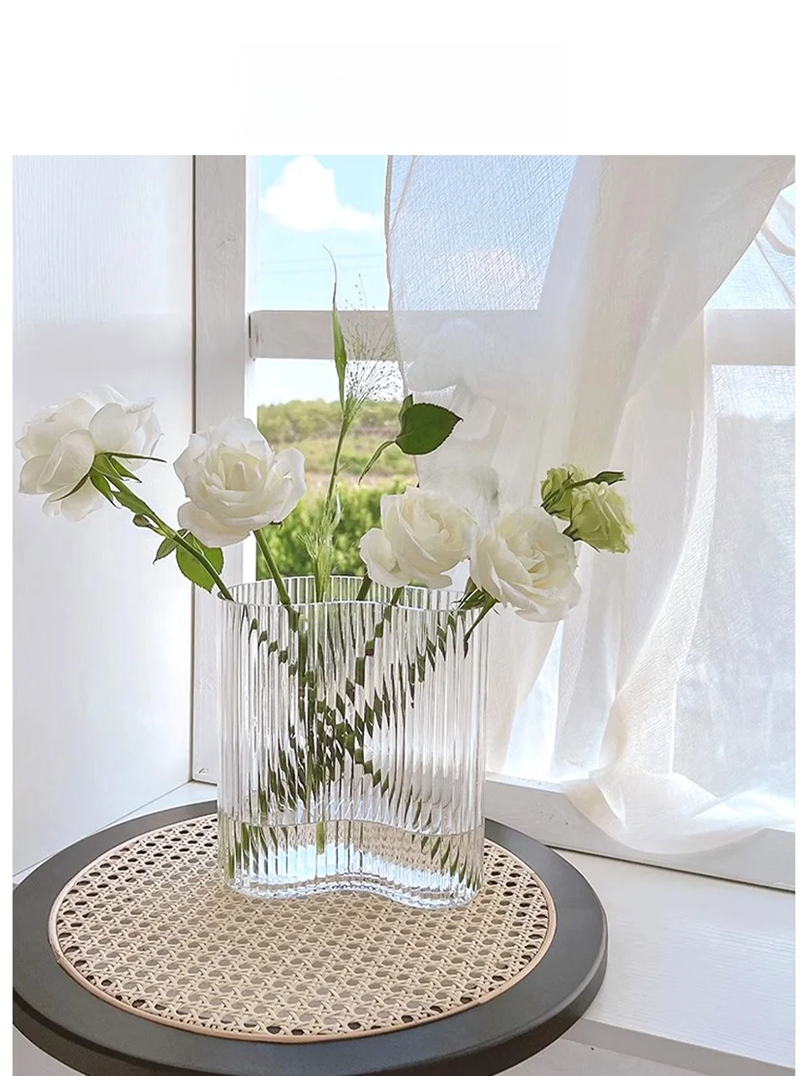 

EKU pro Simple Stripe Glass Vase Nordic Sle Декоративная стеклянная ваза в скандинавском стиле для гостиной, большой размер, аксессуары для домашнего декора