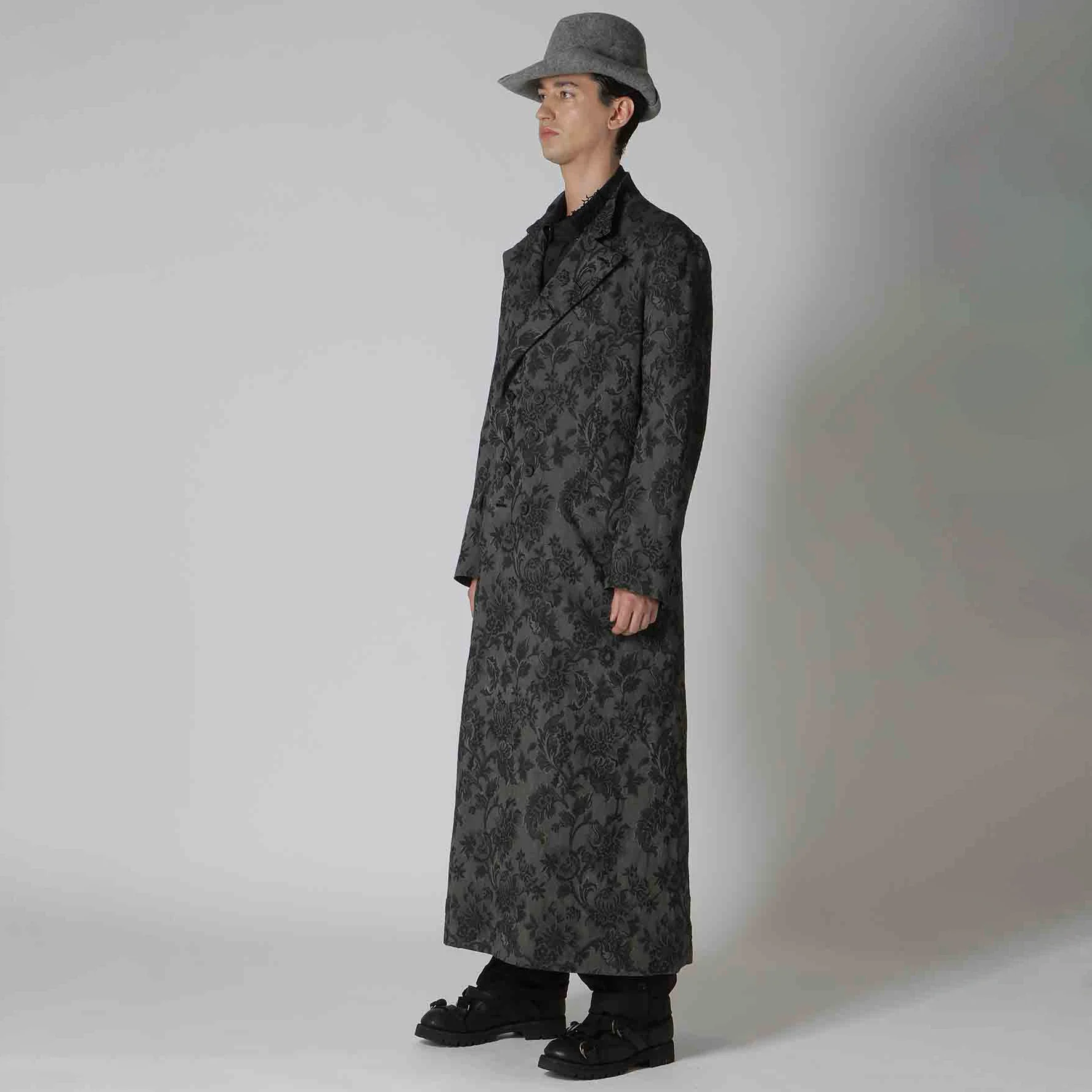 غطاء خلفي من قماش الجاكار المصبوغ بالحبر بتصميم أصلي من YOJI OOAK للفتيات سترة طويلة مطبوعة للرجال