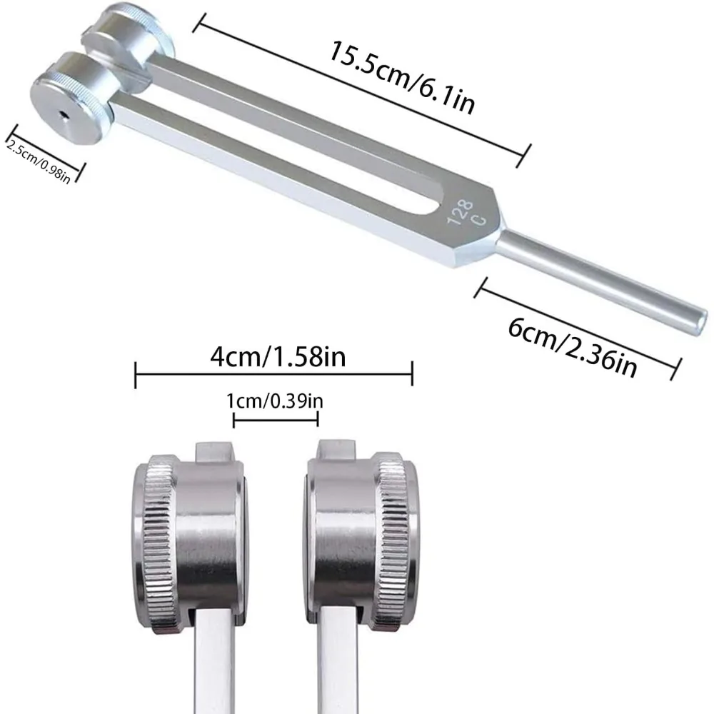 128Hz Tuning Fork Set - Stainless Steel Ear Cleaning & Healing Tool for Wax Removal, Relaxation, Sound Healing
