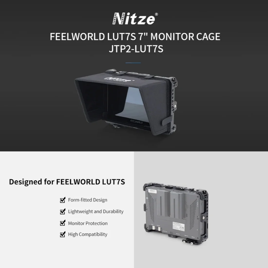 

Клетка монитора NITZE с зажимом для кабеля солнцества ДЛЯ FEELWORLD LUT7/LUT7 PRO/LUT7S/LUT7S PRO 7 дюймов