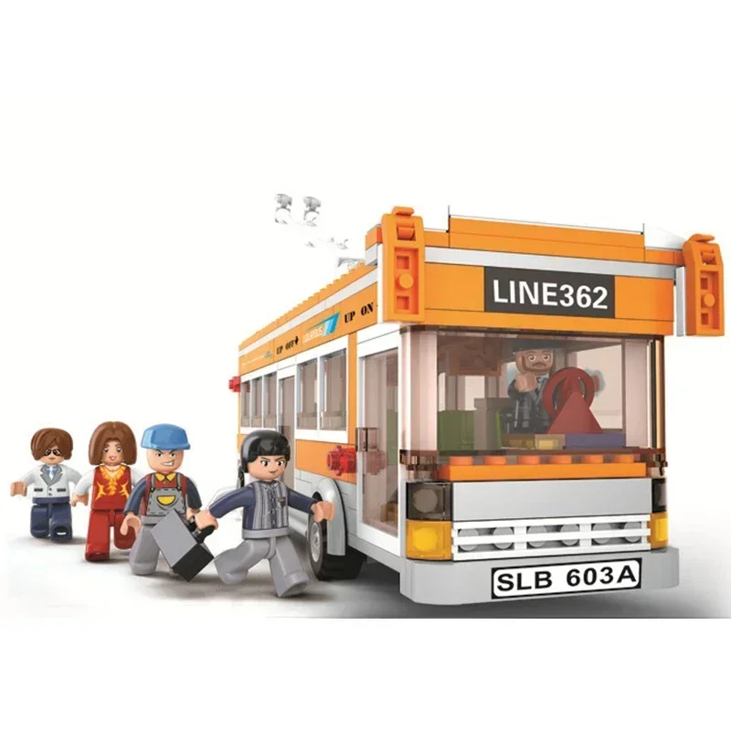 457PCS City Bus Building Blocks Tram Bus Station  Model Bricks Set With Mini Figures Desktop Deco DIY Toy For Kids Holiday Gifts