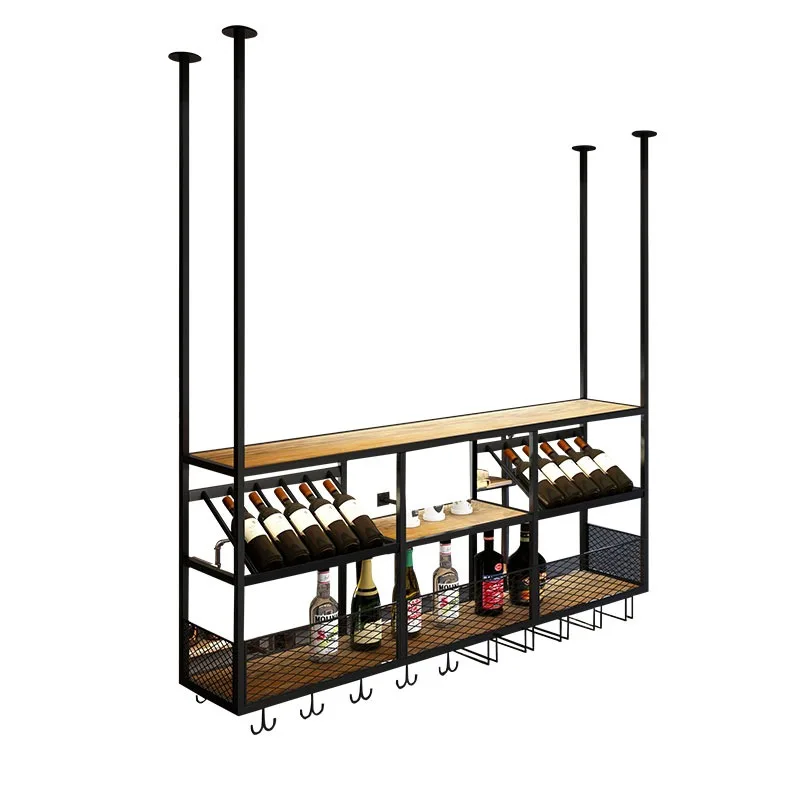 WR011 2021 Hot sale iron material steel frame floor to ceiling room divider whisky oak wine barrel racks