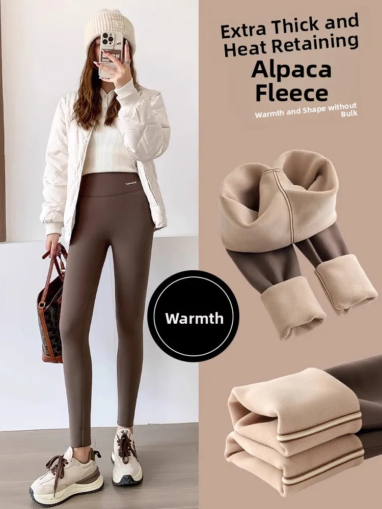 

Брюки для йоги с высокой талией на подкладке, очень верблюжья шерсть, уличная одежда, зимние новые брюки с подтяжкой живота