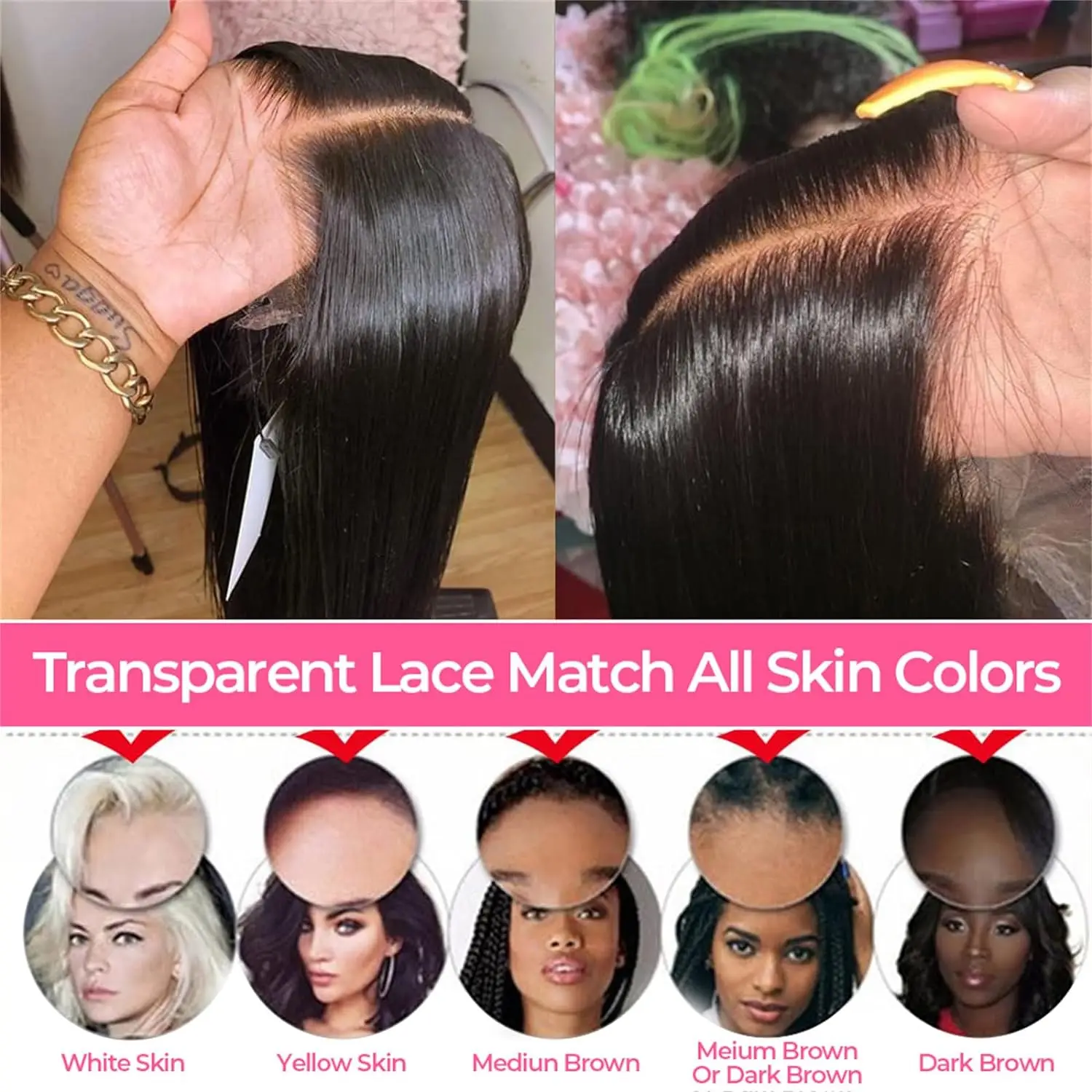 Lace Front Wig Human Hair Straight 180% Full Density 13x4 HD Transparent Lace Frontal Wigs Human hair lace front wig For Women