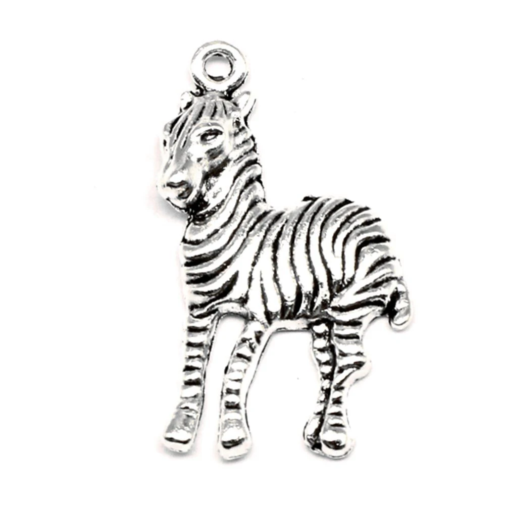 10pcs 19x30mm Zebra Charms Pendants For Jewelry Cute Design Jewelri Antique Silver Color