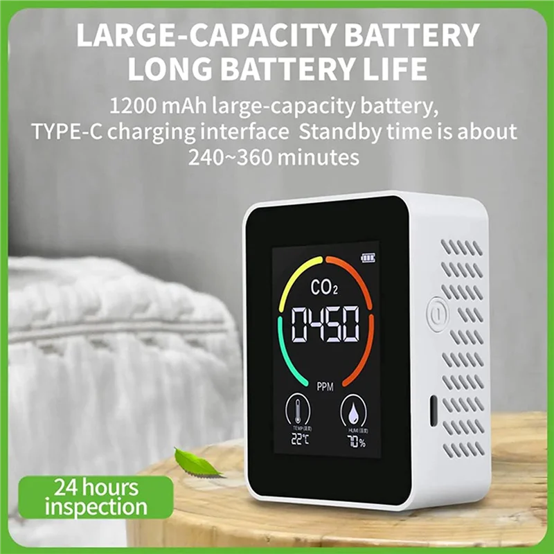 Miernik temperatury i wilgotności AC88-3X, monitor jakości powietrza, detektor CO2, cyfrowy detektor dwutlenku węgla 3 w 1 A