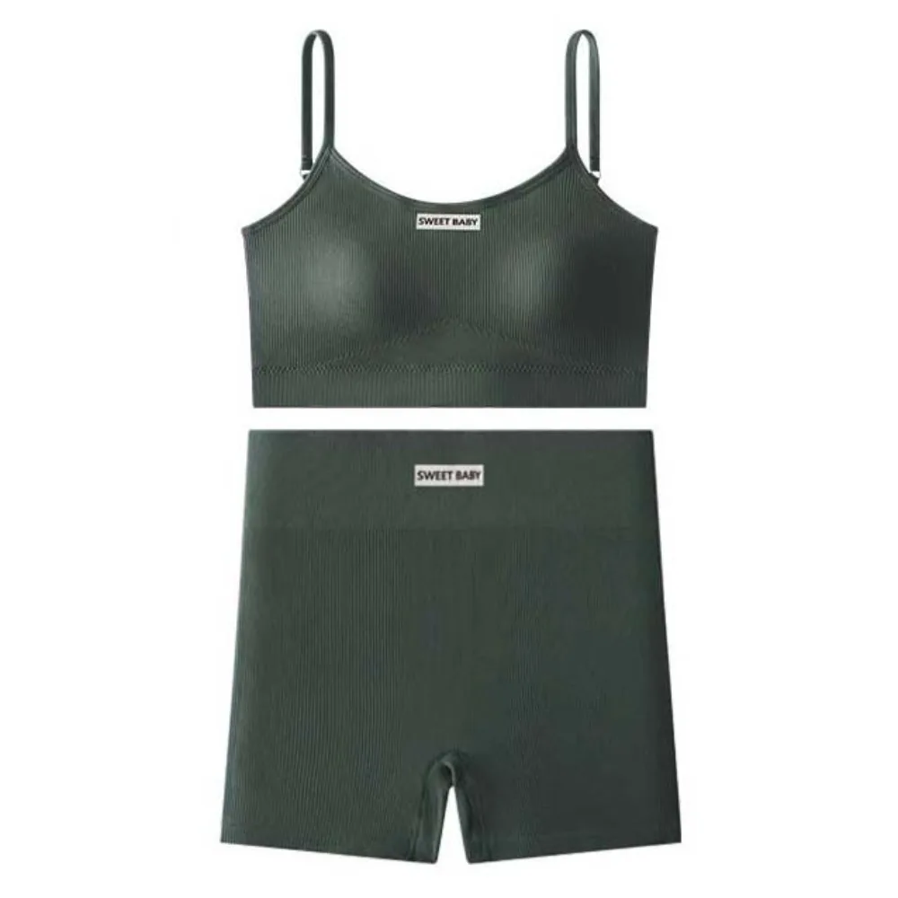 

Super Stretchy Women's Sports Clothing Set Sleeveless Vest Sportswear Underwear Shorts Pants Kit Solid Color Slim Fit