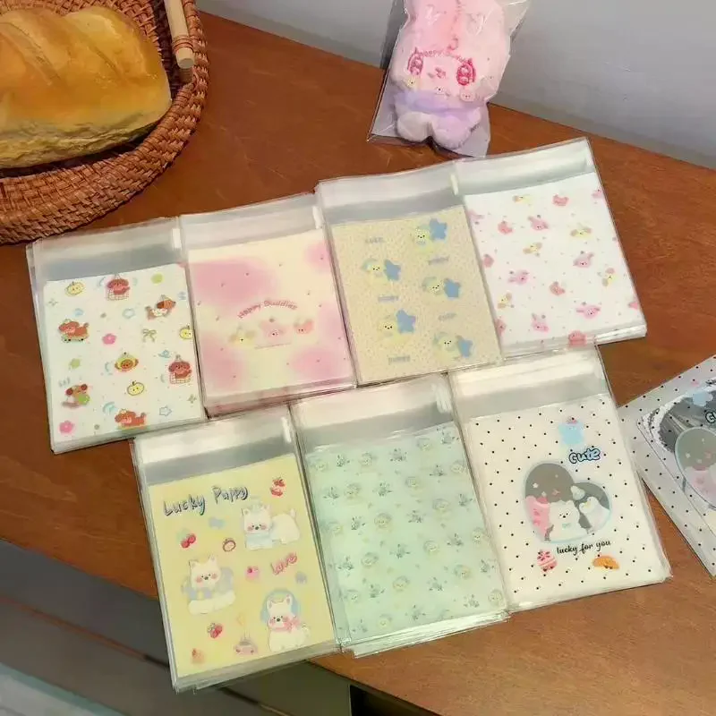 50Pcs Cute Puppy Opp Bag Kawaii Kpop 3-inch Photo Card DIY Packing Decoration Bags Girls Gift Candy Packaging Self-sealing Bag