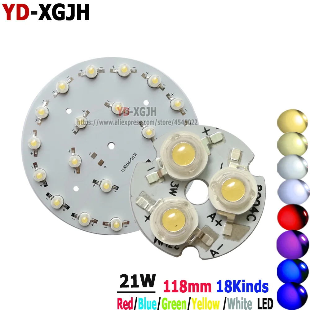 2PCS 21W High Power LED Lamp Beads 1W PCB Aluminum Plate with Welding DIY Accessories for LED Lighting Projects