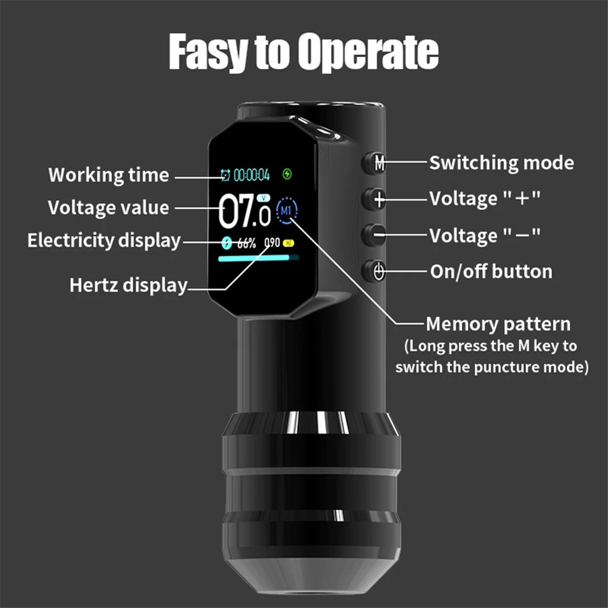 A14M Large Color Screen Digital Display Wireless Tattoo Pen New Permanent Makeup Tattoo Machine with 1500MAH Power Tattoo Pen image 5