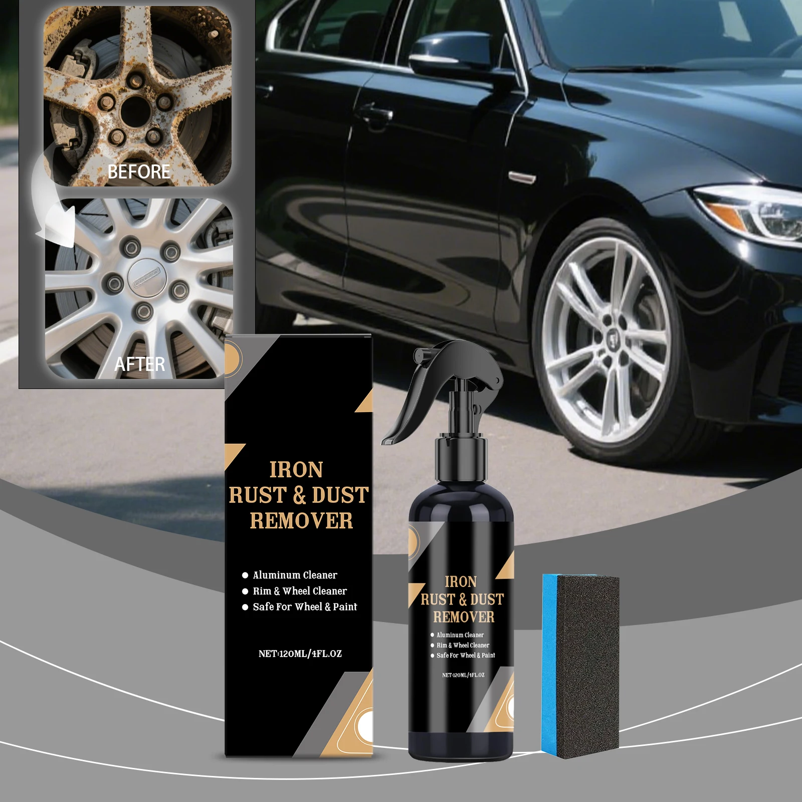 Car Wheels Rim Cleaner Multi Purpose Metal Rust Remover Brake Paint Protect Metal Dust Iron Powder Remover Car Care Chrome Spray