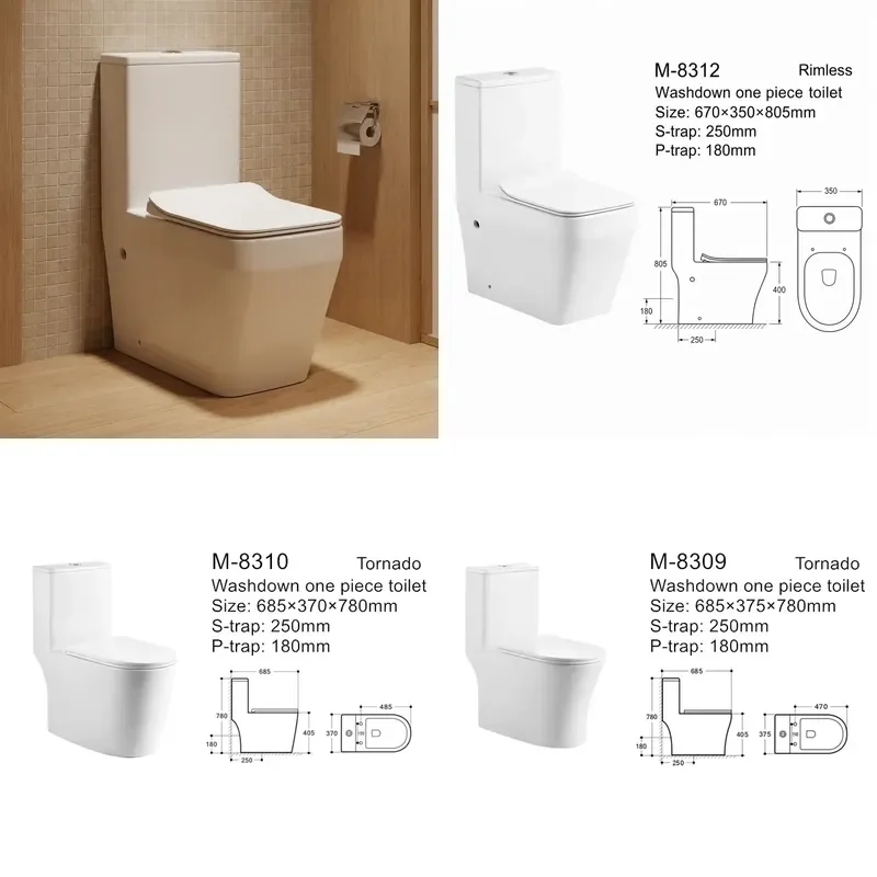 for  White Rimless Ceramic Toilet Integrated Flush Sanitary Ware  Bathroom Modern Design One Piece Bowl