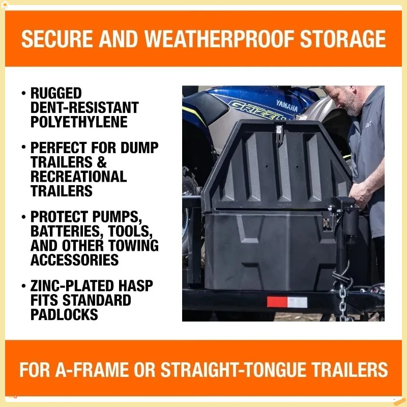 18x19x36" Black Poly Trailer Tongue Storage Box (1701680) - USA-Made, Tool/Cargo Organizer