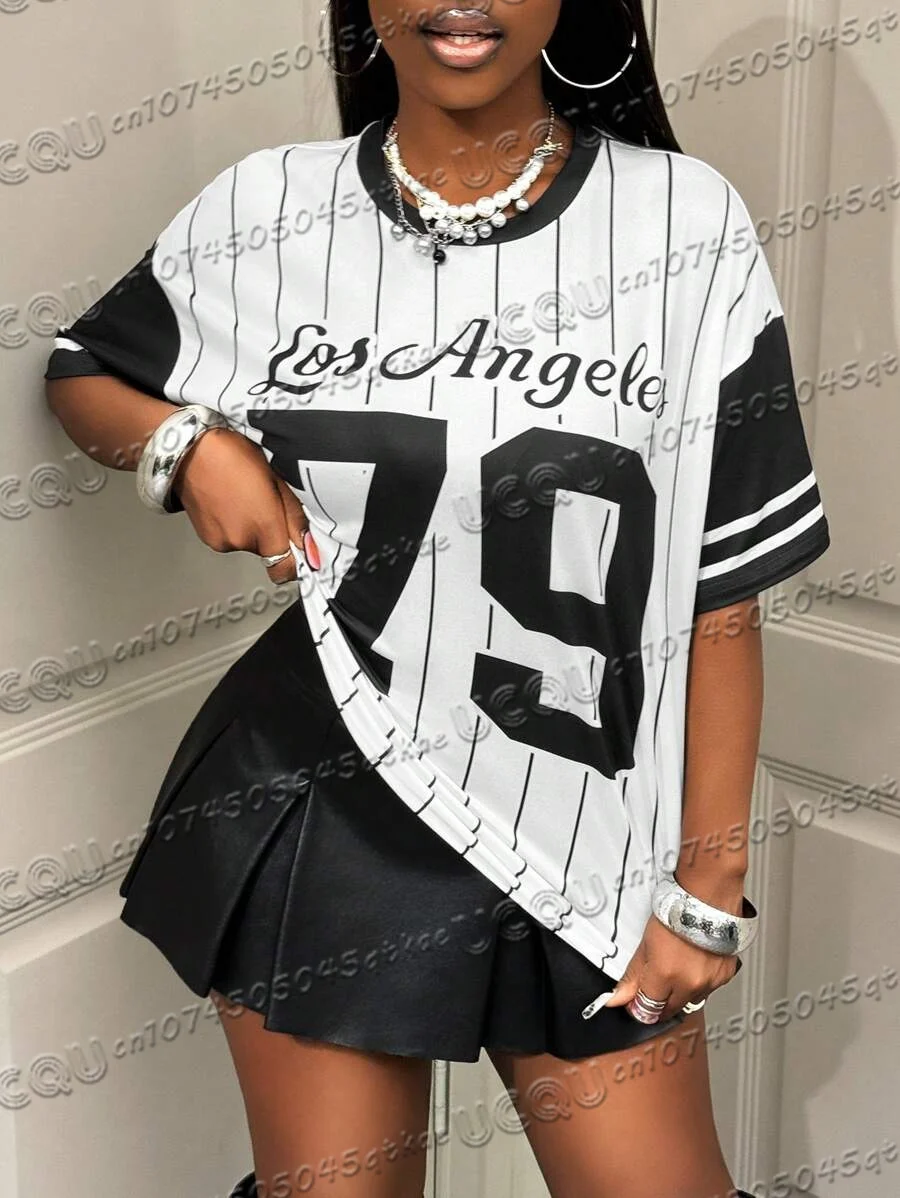 لوس أنجلوس رقم. 79 تي شيرت جيرسي لكرة السلة للأطفال برقبة دائرية فضفاضة بأكمام قصيرة ملابس صيفية نسائية جديدة متعددة الاستخدامات #2