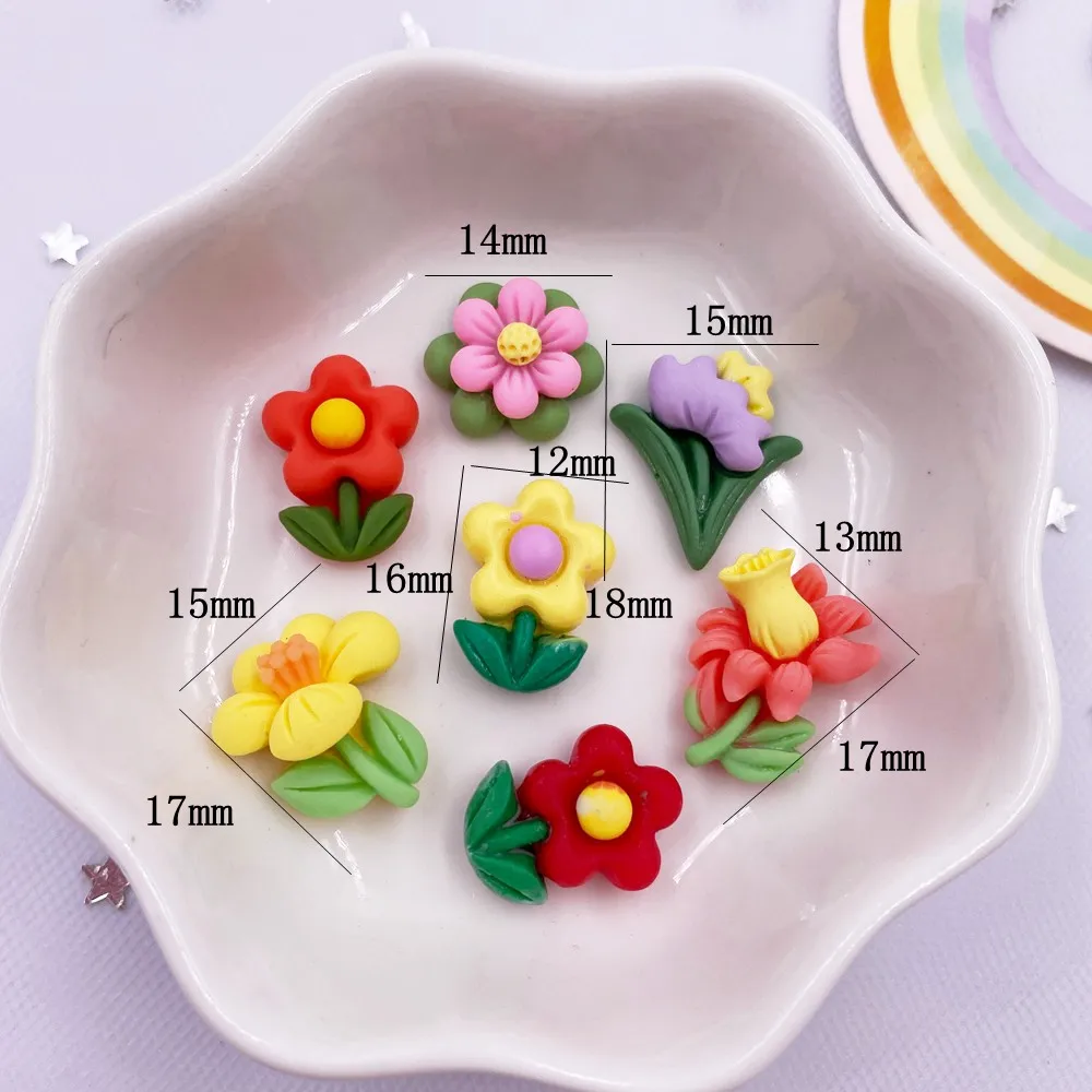 Colorful Various Resin Painted Kawaii Mini Cute A Flower Flatback Cabochon Stone Figurines Christmas DIY Scrapbook Crafts OM132