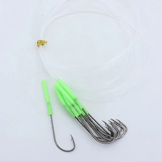 10 Stück Haken/Packung 1 # 4/0 Langschaftiger Feindraht-Bait-Hook mit vorgebundenem Nylon-Monofilament, Anti-Biss-Haken für Salzwasser-Angelausrüstung – Detail 8