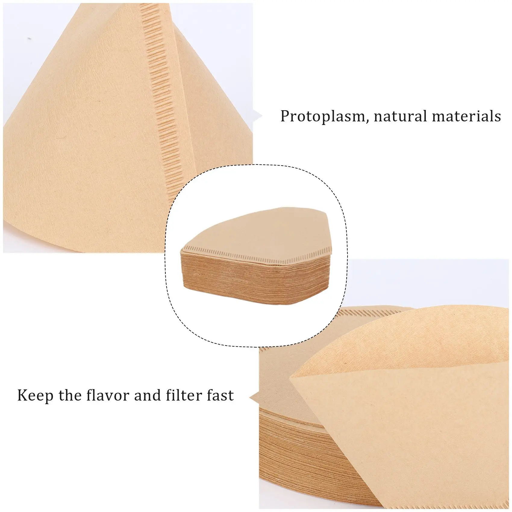M04K 100 قطعة مرشحات القهوة المتاح مخروط ورقة فلتر القهوة مرشح طبيعي غير مبيض 4-6 كوب لصب أكثر من صانع القهوة