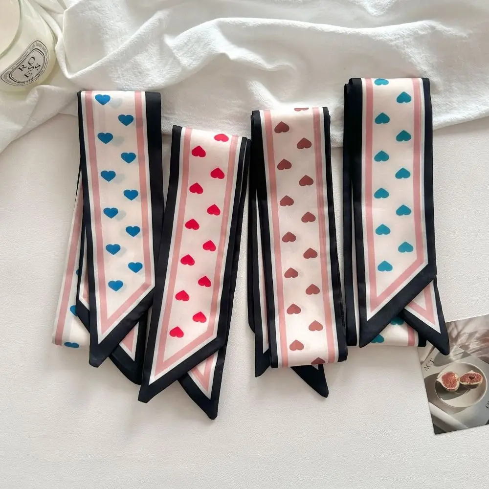 

Lady Tie Printing Twill Ribbon Skinny Silk Luxury Design Small Scarf Long Ribbons Silk Scarf Bag Handle
