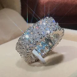 Elegancka kobieta 925 Sterling Silver Big Water Drop Zircon Stone Ring Pierścionki na palec dla kobiet Obietnica miłości Prezenty walentynkowe