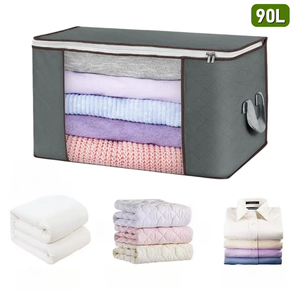 

Storage Box Closet Organizer ,Clothes Storage Bins with PVC Window for Clothes, Comforters, Blankets, Bedding