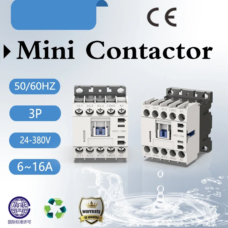 AC Contactor 3P 1NO 6A 24V Mini Contactors 9A MINI Contactor secondary contact 1NO
