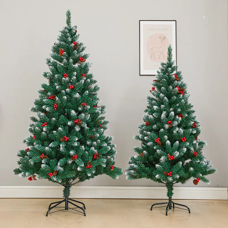 Christmas Trees 2024 2025 New Year Artificial Red Pine Fruit 1.5m/1.2m Pvc Party Christmas Tree for Living Room Decorations