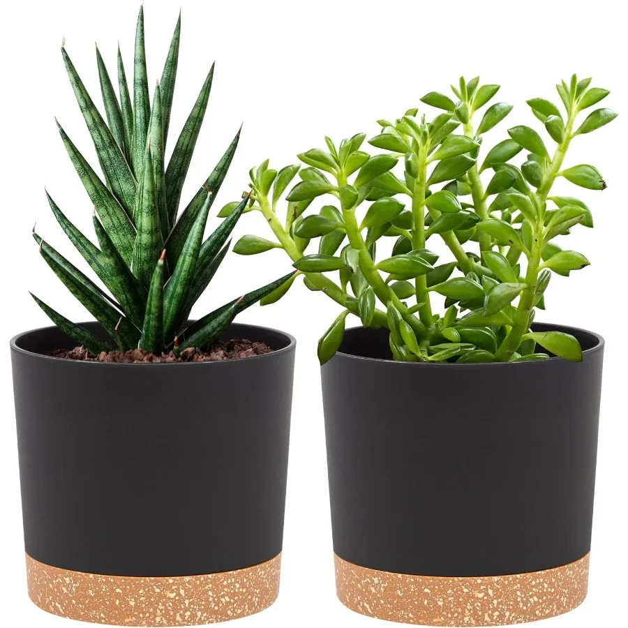 

5 inch Plant Pot 2 Pack Planters for Indoor Plants with Drainage Holes Saucer Outdoor Flower Pots Home Garden Modern Dr