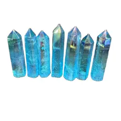 Aqua Rainbow Titanium Aura Crystal Point Quartz Healing Crystal wand point