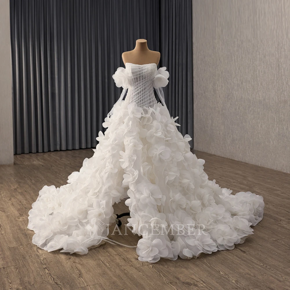 

Customized Pleat Exquisite Wedding Dress A-line For Bride 2 In 1 With Long Sleeves Side Split Plus Sizes vestidos de novia boda