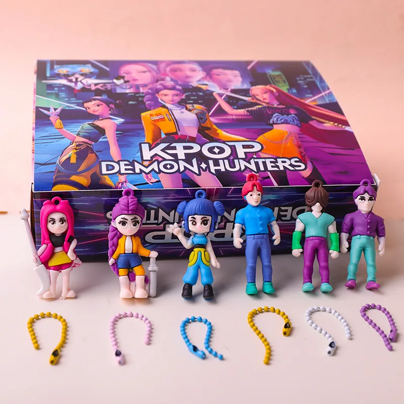 Al azar ​ Caja ciega de cazadores de demonios KPOP, juego de la suerte Poke Poke para niños, coleccionables de figuras de Anime de PVC para regalos de fiesta, 12 Uds. ​