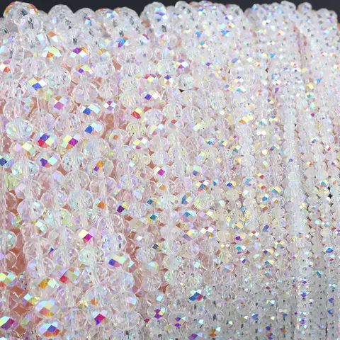 Austrian Crystal White AB Glass Beads 3/4/6/8mm Transparent With Hole Loose Beads For Diy Jewelry Making Bracelet Craft Supplies